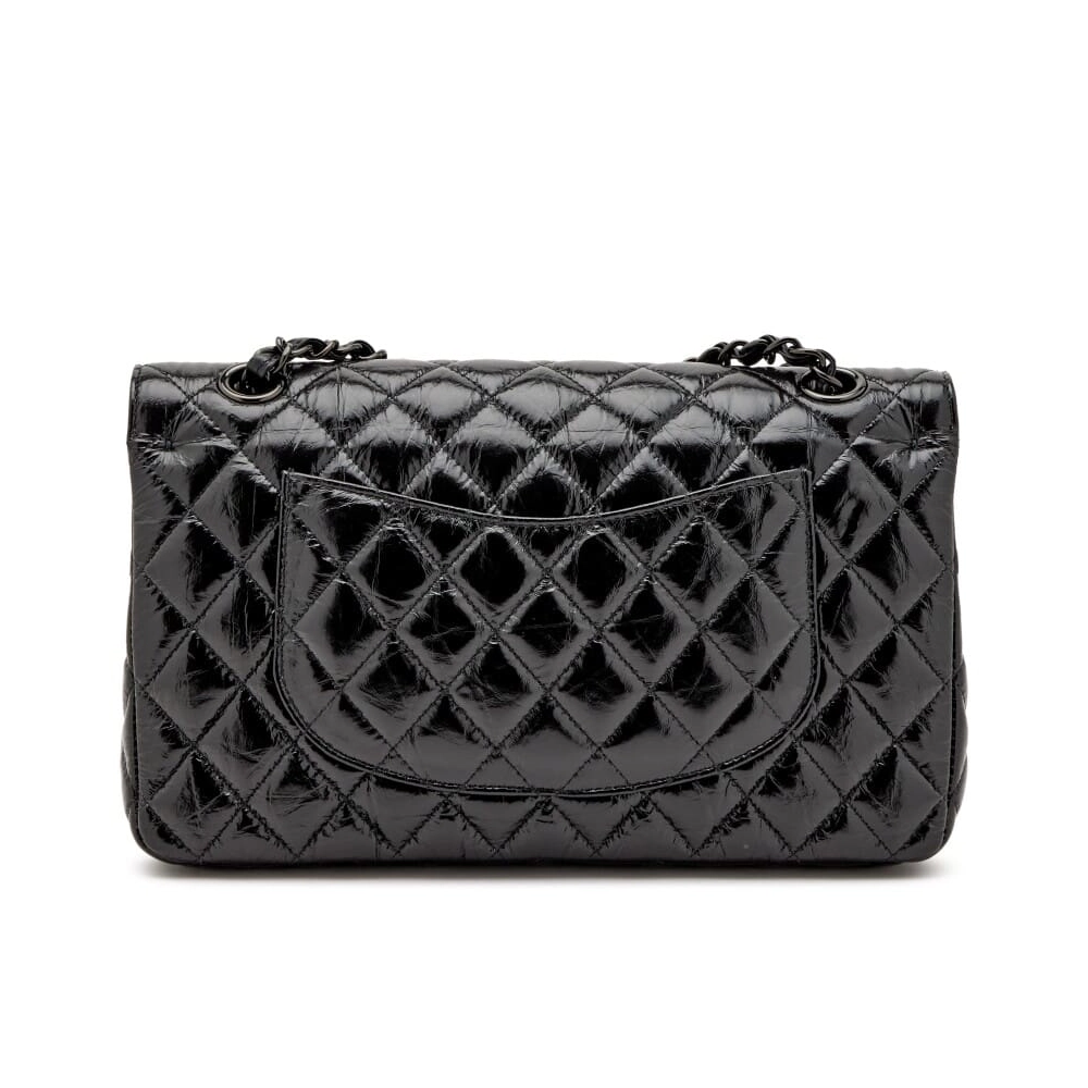 Chanel So Black Classic Double Flap Quilted Shiny Crumpled Bag,CHANEL,BAGS