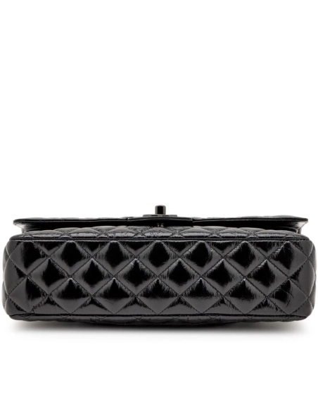 Chanel So Black Classic Double Flap Quilted Shiny Crumpled Bag,CHANEL,BAGS