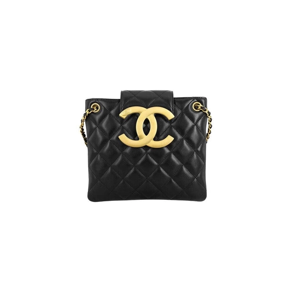 Chanel WomenS Bag 24C Series Diamond Lambskin Large LOGO Chain Bag Shoulder Crossbody Bag AS4596 Black,CHANEL,BAGS