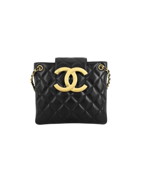 Chanel WomenS Bag 24C Series Diamond Lambskin Large LOGO Chain Bag Shoulder Crossbody Bag AS4596 Black,CHANEL,BAGS