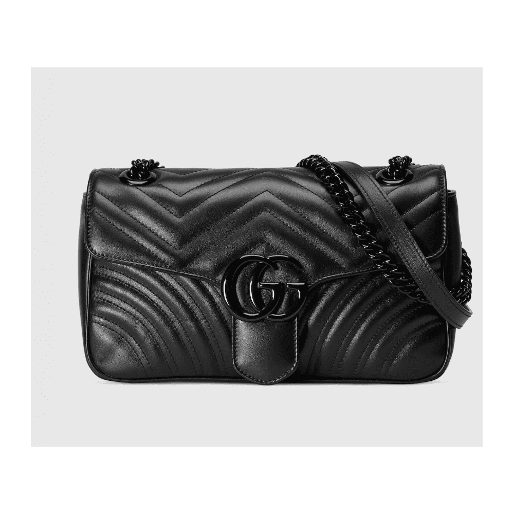 GG Marmont Medium Shoulder Bag Black Leather,GUCCI,BAGS