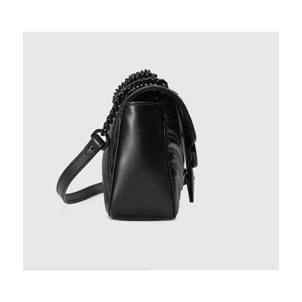 GG Marmont Medium Shoulder Bag Black Leather,GUCCI,BAGS