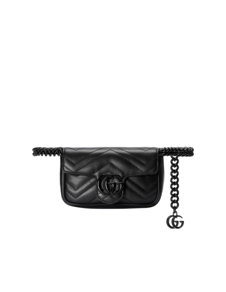 Gucci GG Marmont Belt Bag (Black),GUCCI,BAGS