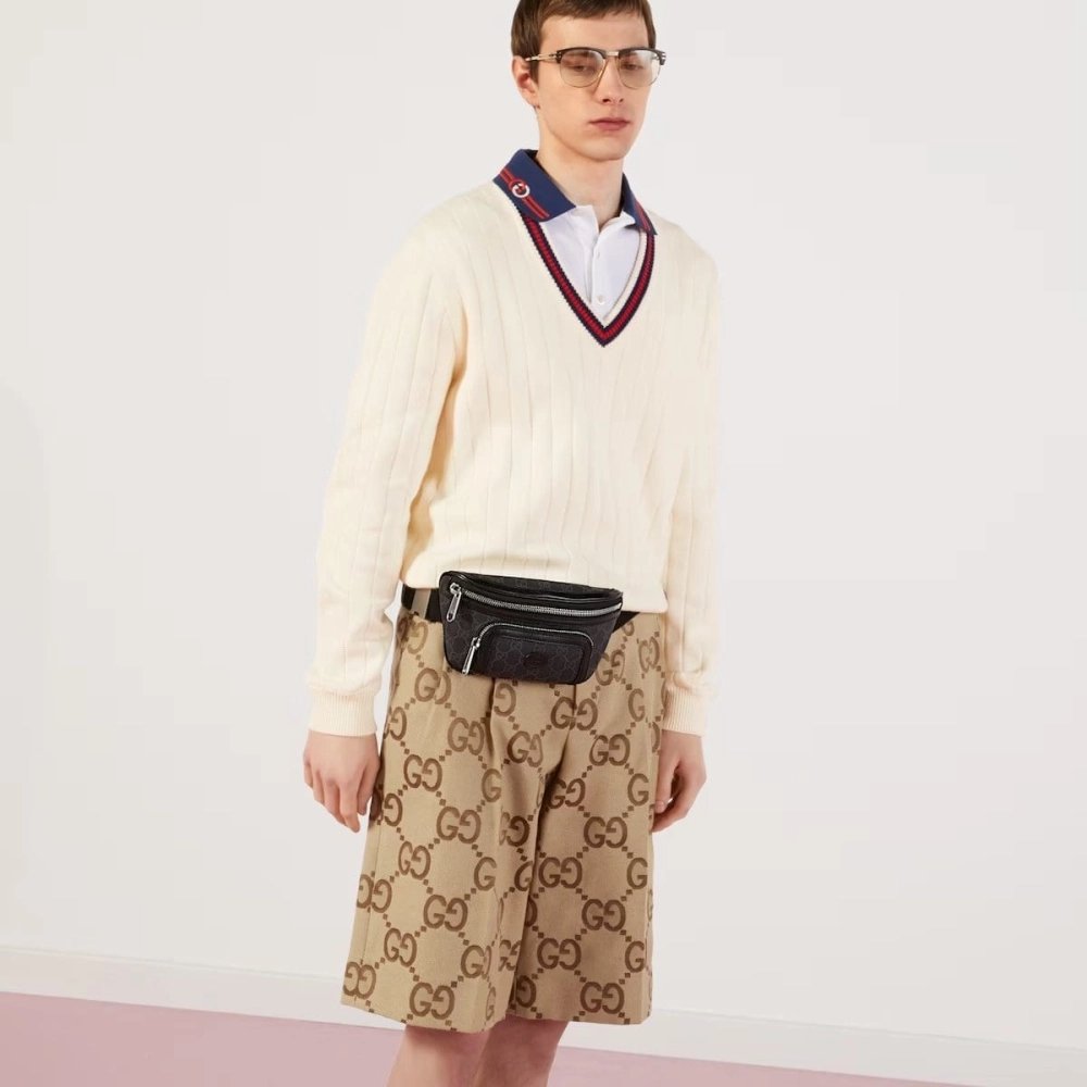 GUCCI BELT BAG WITH INTERLOCKING G,GUCCI,BAGS