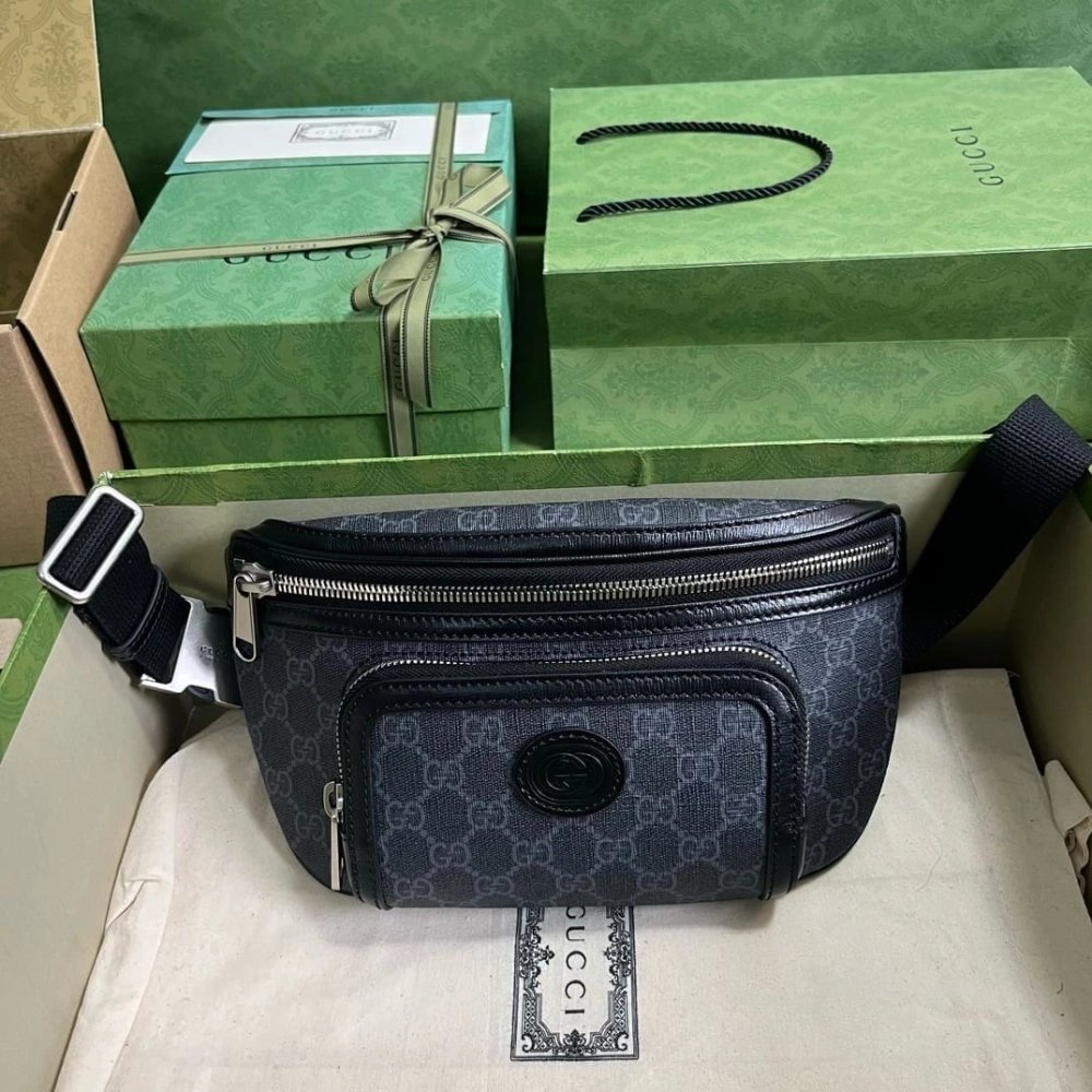 GUCCI BELT BAG WITH INTERLOCKING G,GUCCI,BAGS