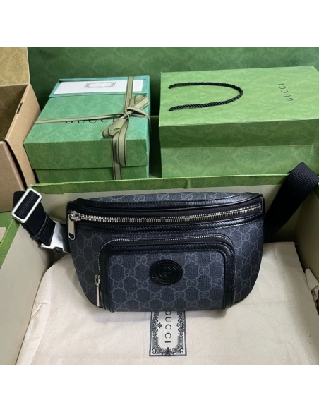 GUCCI BELT BAG WITH INTERLOCKING G,GUCCI,BAGS