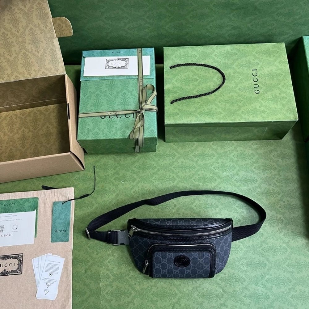 GUCCI BELT BAG WITH INTERLOCKING G,GUCCI,BAGS