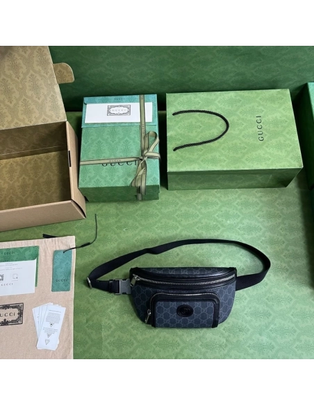 GUCCI BELT BAG WITH INTERLOCKING G,GUCCI,BAGS