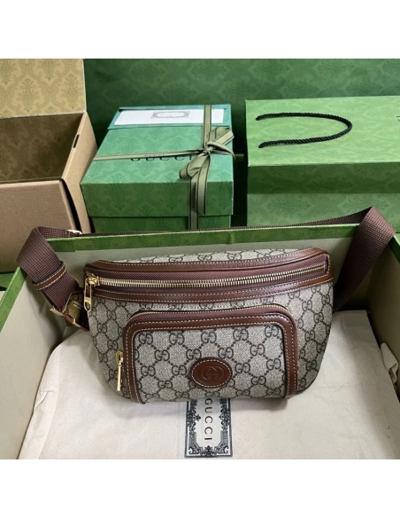 GUCCI BELT BAG WITH INTERLOCKING G,GUCCI,BAGS