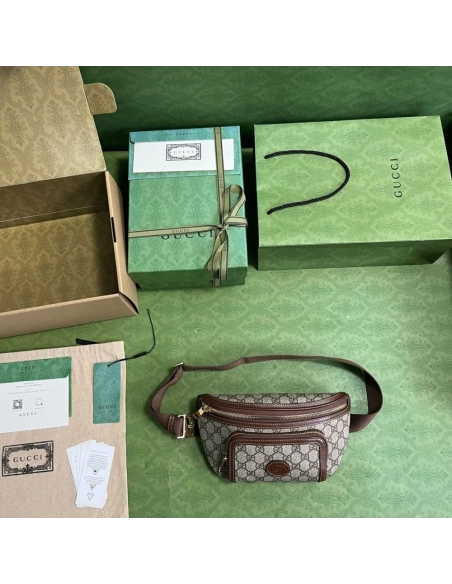 GUCCI BELT BAG WITH INTERLOCKING G,GUCCI,BAGS