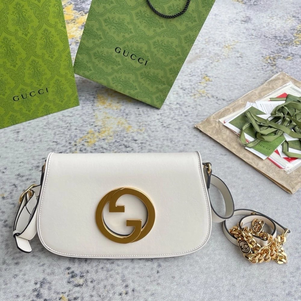 GUCCI BLONDIE SHOULDER BAG WHITE,GUCCI,BAGS