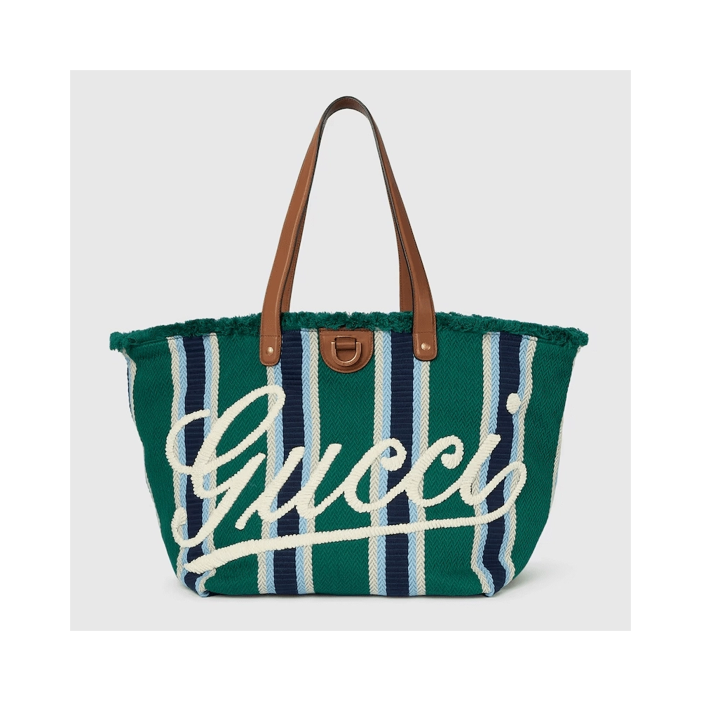GUCCI EMBROIDERED MEDIUM CANVAS TOTE BAG,GUCCI,BAGS