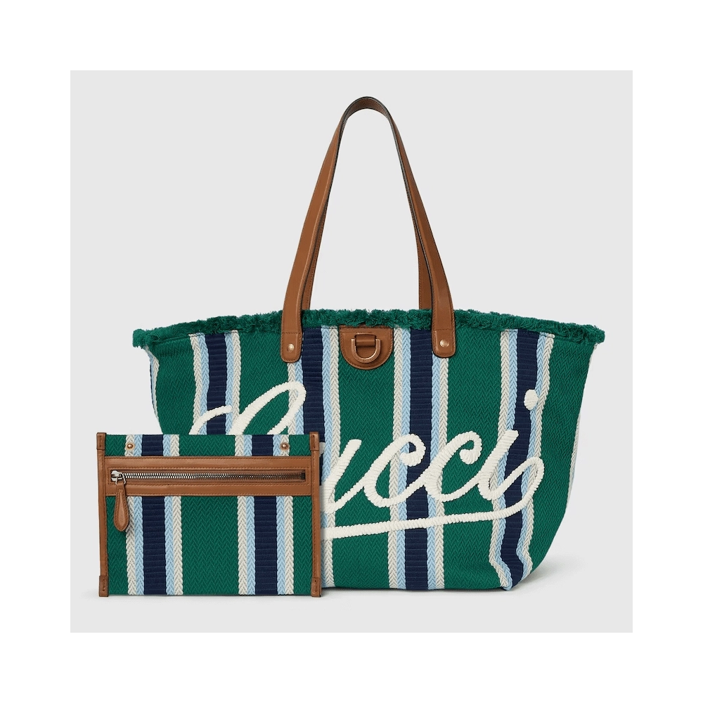 GUCCI EMBROIDERED MEDIUM CANVAS TOTE BAG,GUCCI,BAGS