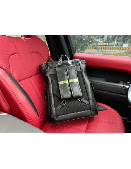 Gucci GG Leather Logo Embossed Backpack,GUCCI,BAGS
