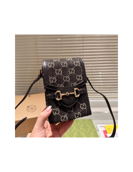 GUCCI Horsebit 1955 Mini Bag In Black,GUCCI,BAGS
