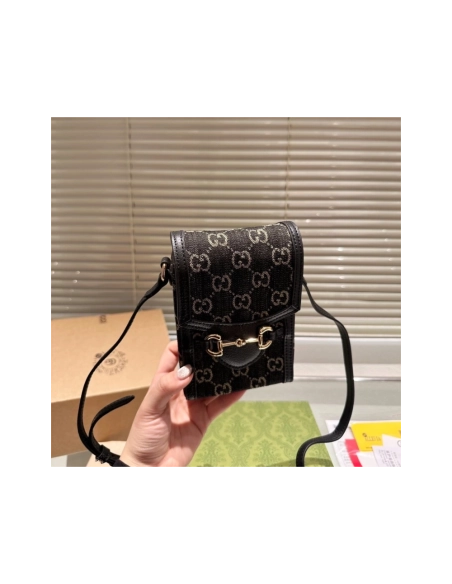 GUCCI Horsebit 1955 Mini Bag In Black,GUCCI,BAGS