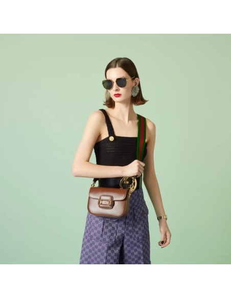 GUCCI HORSEBIT 1955 MINI BAG BROWN,GUCCI,BAGS