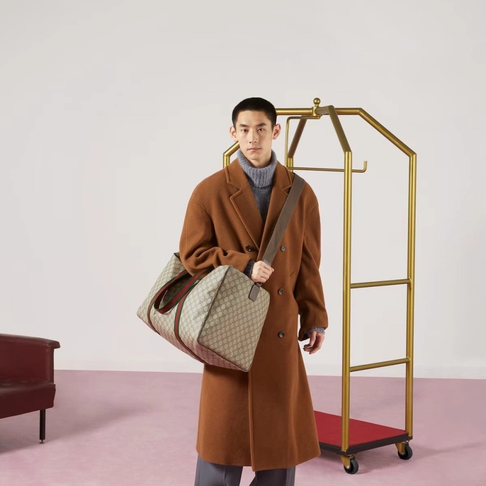 Gucci Large Duffle Bag With Web,GUCCI,BAGS