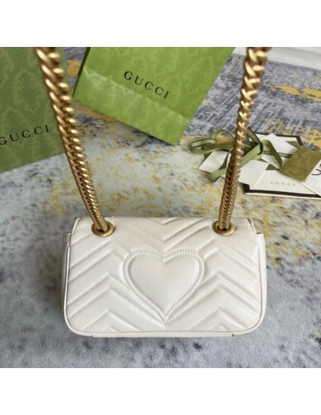 GUCCI MARMONT MATELASSe MINI BAG WHITE,GUCCI,BAGS