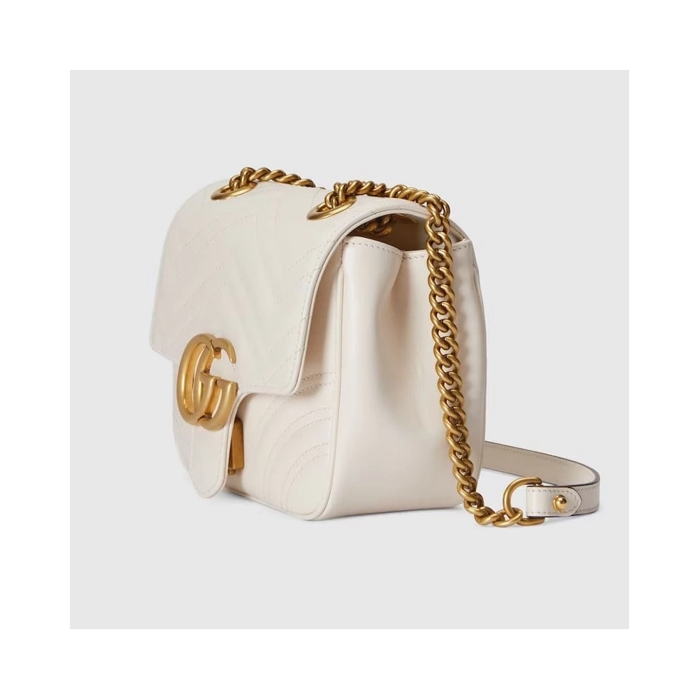 GUCCI MARMONT MINI SHOULDER BAG (White),GUCCI,BAGS