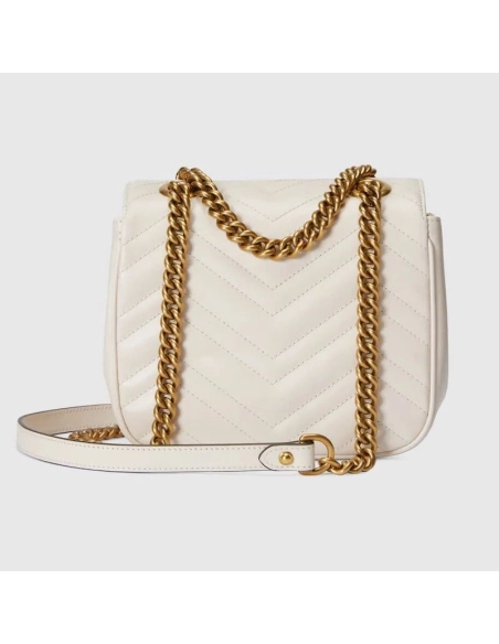 GUCCI MARMONT MINI SHOULDER BAG (White),GUCCI,BAGS