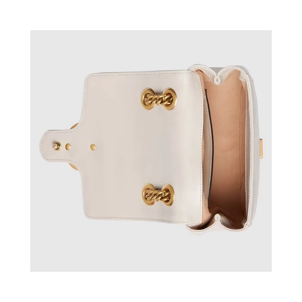 GUCCI MARMONT MINI SHOULDER BAG (White),GUCCI,BAGS