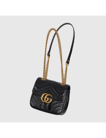 GUCCI MARMONT MINI SHOULDER BAG BLACK,GUCCI,BAGS
