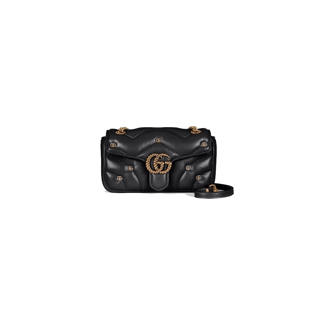 GUCCI MARMONT SMALL SHOULDER BAG BLACK,GUCCI,BAGS