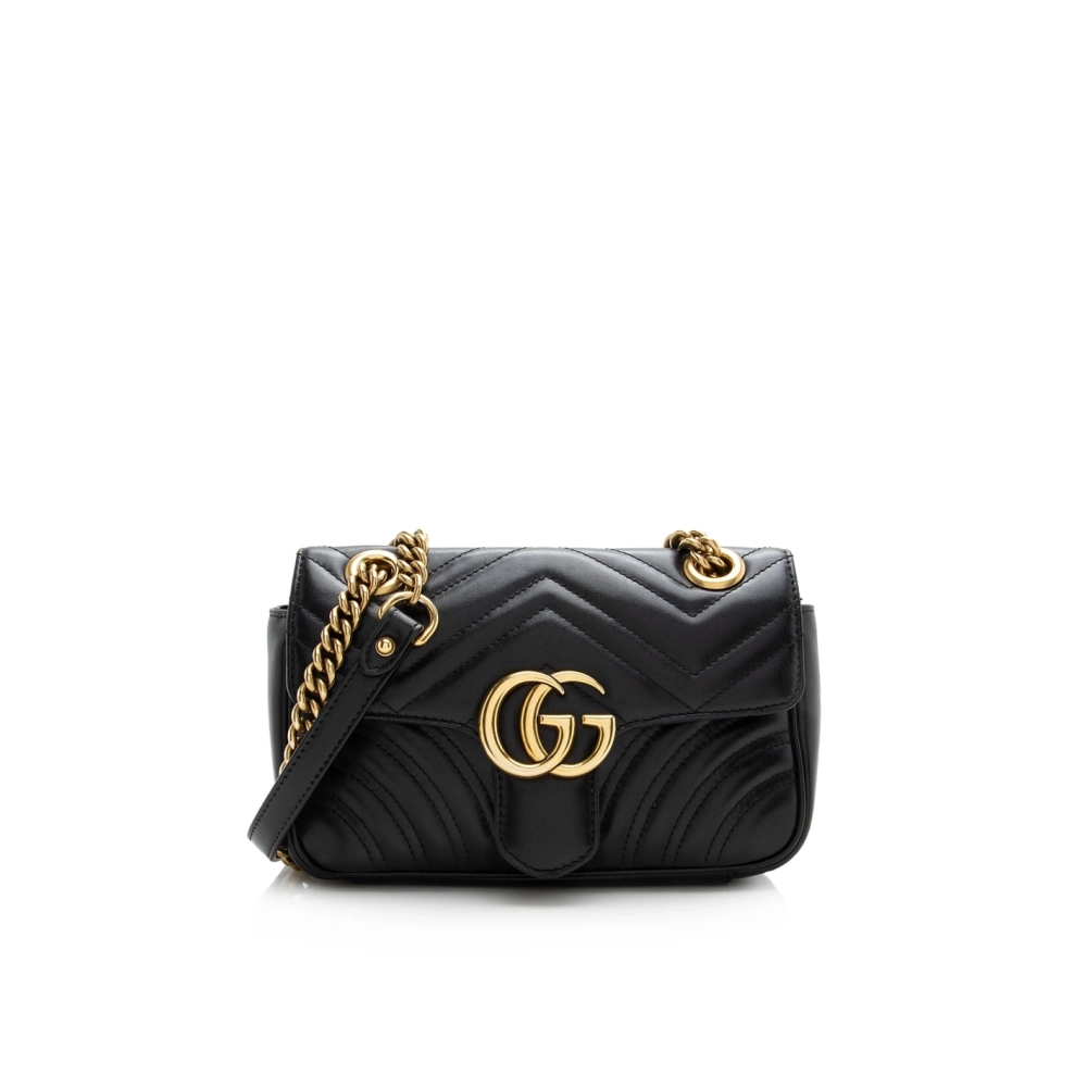 Gucci Matelasse Leather GG Marmont Mini Shoulder Bag (SHF V1dIip),GUCCI,BAGS