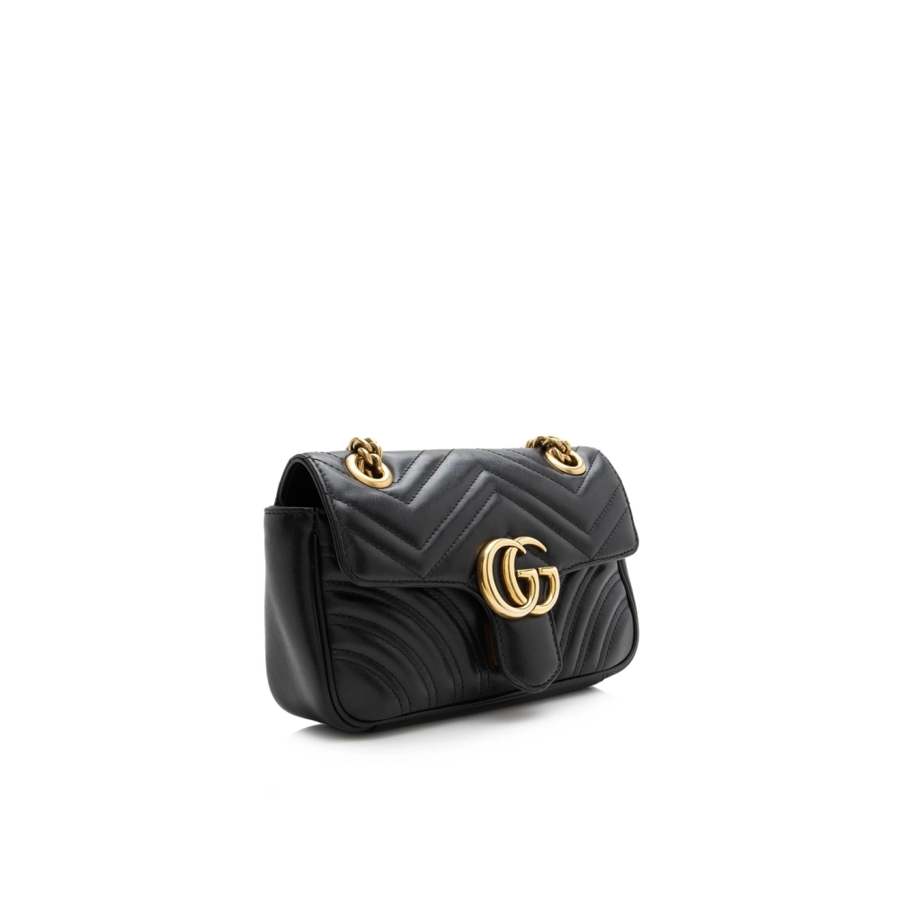 Gucci Matelasse Leather GG Marmont Mini Shoulder Bag (SHF V1dIip),GUCCI,BAGS