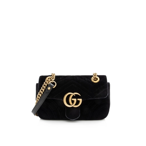 Gucci Matelasse Velvet GG Marmont Mini Shoulder Bag (SHF 22601),GUCCI,BAGS