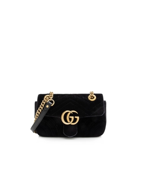 Gucci Matelasse Velvet GG Marmont Mini Shoulder Bag (SHF 22601),GUCCI,BAGS