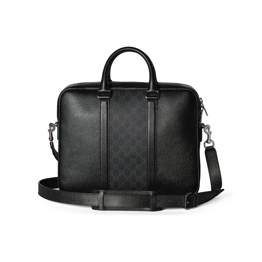 GUCCI MEDIUM GG BRIEFCASE WITH LOGO PLAQUE,GUCCI,BAGS