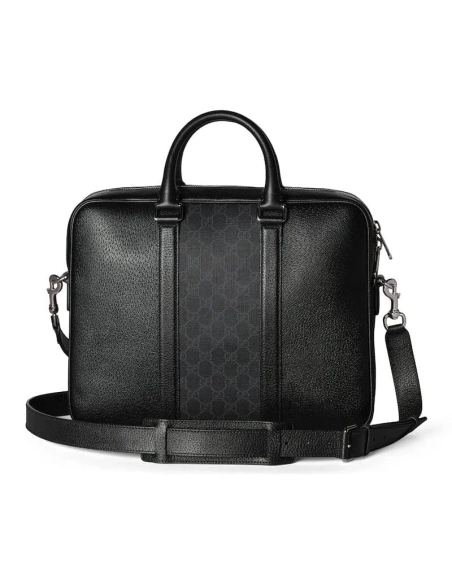 GUCCI MEDIUM GG BRIEFCASE WITH LOGO PLAQUE,GUCCI,BAGS