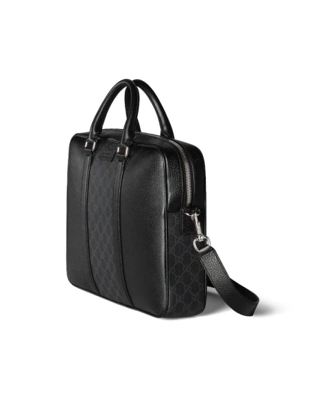 GUCCI MEDIUM GG BRIEFCASE WITH LOGO PLAQUE,GUCCI,BAGS