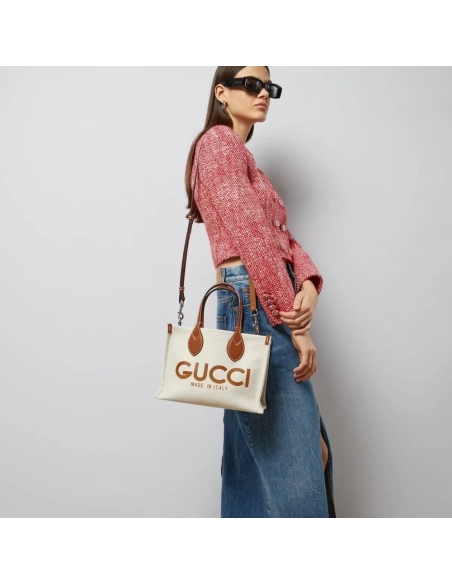 GUCCI MINI TOTE BAG WITH GUCCI PRINT,GUCCI,BAGS