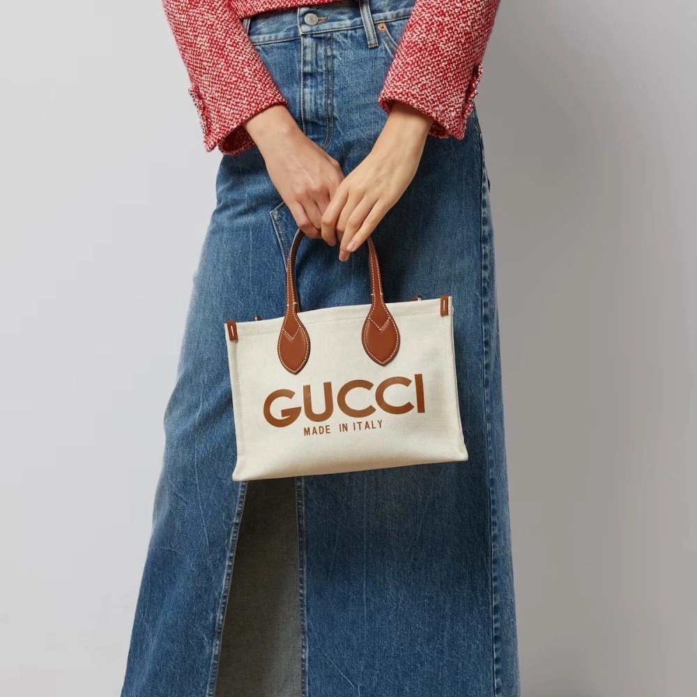 GUCCI MINI TOTE BAG WITH GUCCI PRINT,GUCCI,BAGS