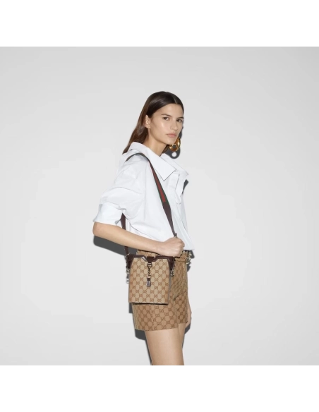 GUCCI ORIGINAL GG SMALL BUCKET BAG,GUCCI,BAGS