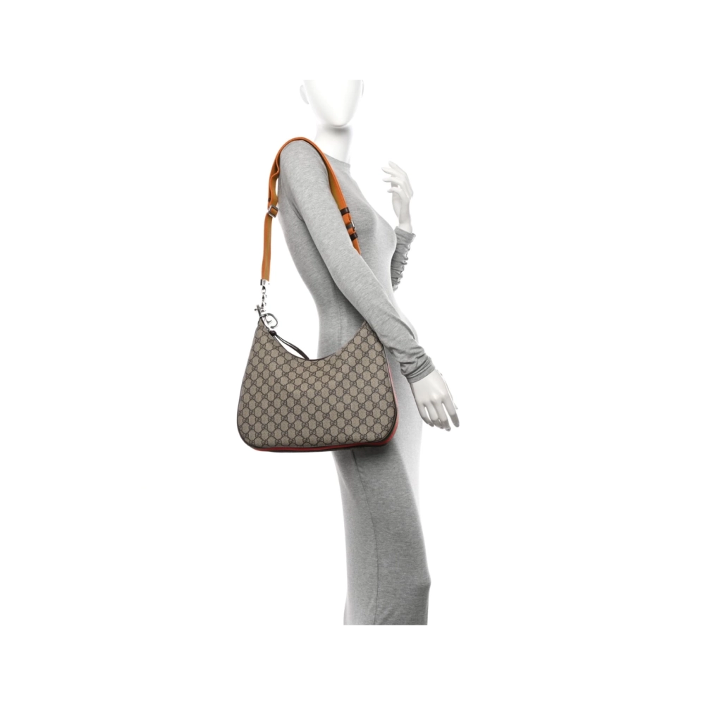 Gucci Supreme Monogram Textured Calfskin Web Large Attache Shoulder Bag,GUCCI,BAGS