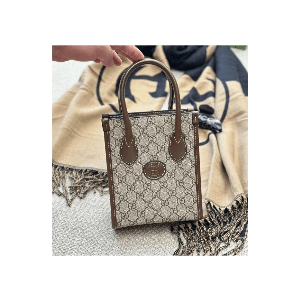 MINI TOTE BAG WITH INTERLOCKING G,GUCCI,BAGS