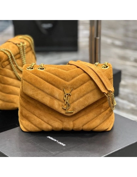 LOULOU SMALL CHAIN BAG IN ¡°Y¡± QUILTED SUEDE,YSL,BAGS