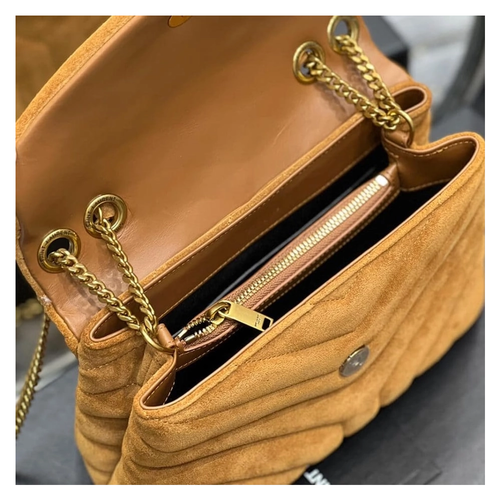LOULOU SMALL CHAIN BAG IN ¡°Y¡± QUILTED SUEDE,YSL,BAGS