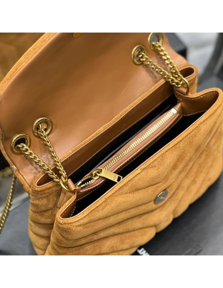 LOULOU SMALL CHAIN BAG IN ¡°Y¡± QUILTED SUEDE,YSL,BAGS