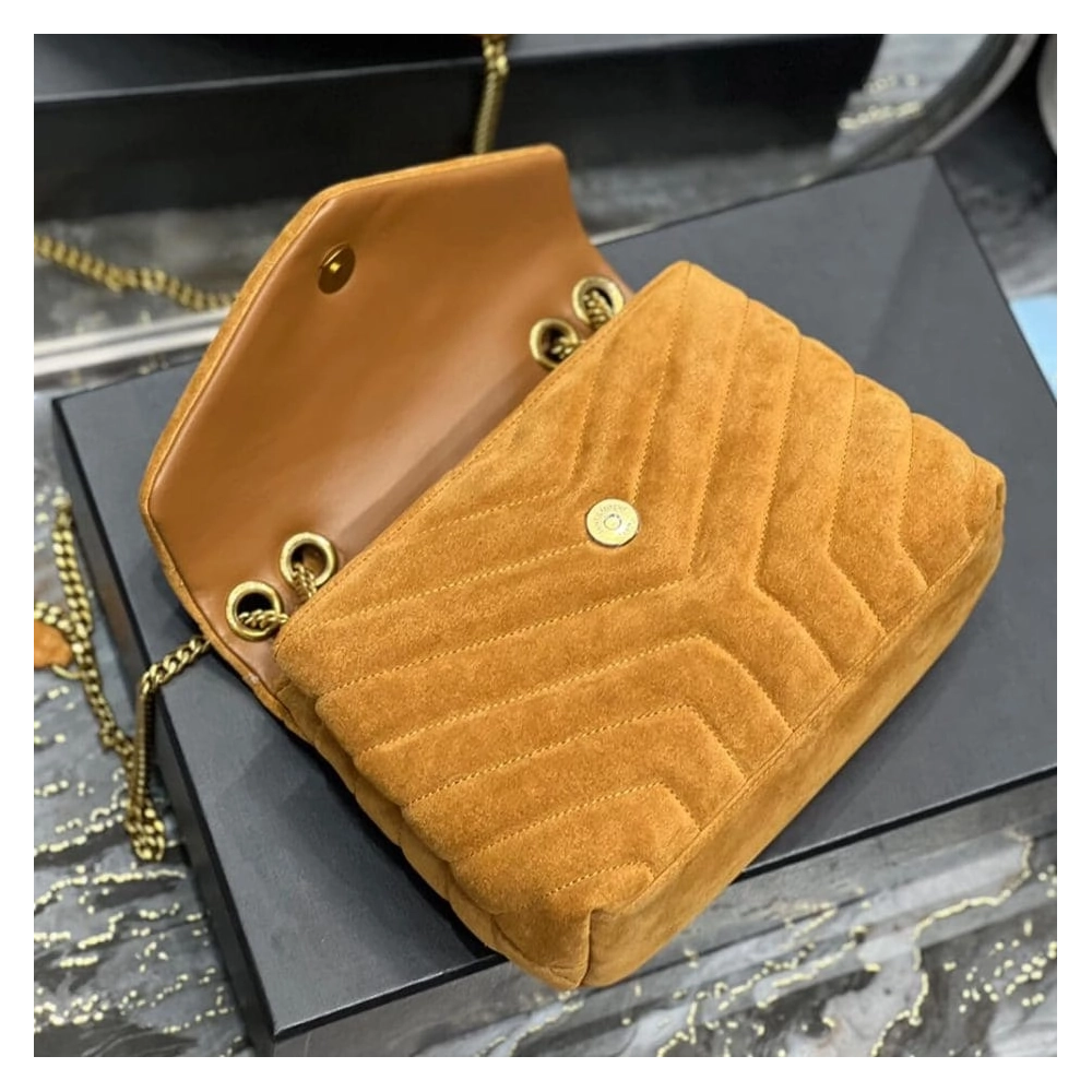 LOULOU SMALL CHAIN BAG IN ¡°Y¡± QUILTED SUEDE,YSL,BAGS