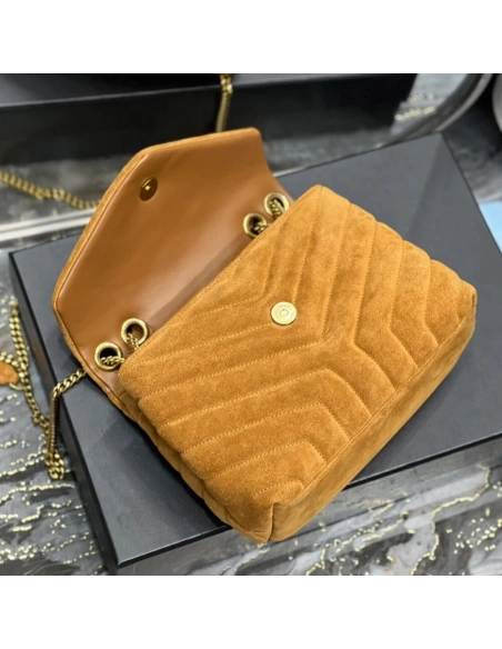 LOULOU SMALL CHAIN BAG IN ¡°Y¡± QUILTED SUEDE,YSL,BAGS
