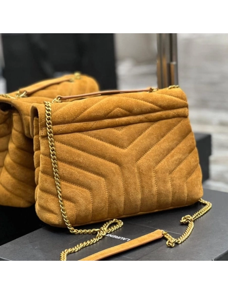 LOULOU SMALL CHAIN BAG IN ¡°Y¡± QUILTED SUEDE,YSL,BAGS