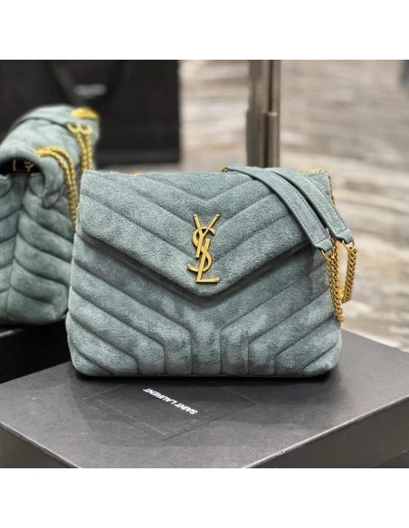 LOULOU SMALL CHAIN BAG IN ¡°Y¡± QUILTED SUEDE,YSL,BAGS