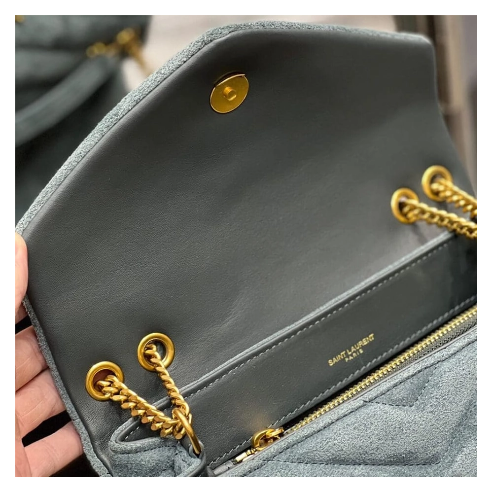 LOULOU SMALL CHAIN BAG IN ¡°Y¡± QUILTED SUEDE,YSL,BAGS