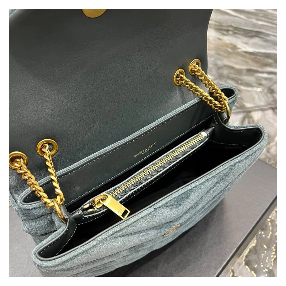 LOULOU SMALL CHAIN BAG IN ¡°Y¡± QUILTED SUEDE,YSL,BAGS