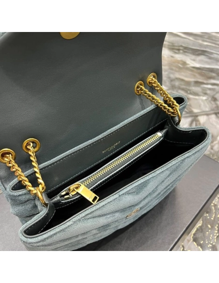 LOULOU SMALL CHAIN BAG IN ¡°Y¡± QUILTED SUEDE,YSL,BAGS